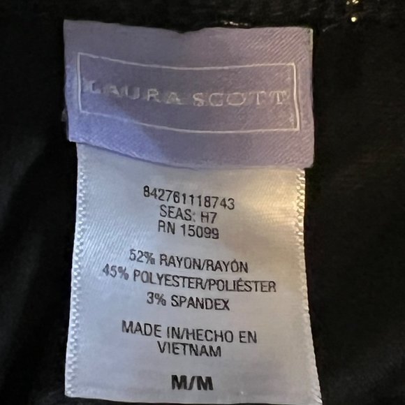 Laura Scott Skirt Black Gold Metallic Checkered A Line Pleated Pull On Womens - Picture 7 of 8